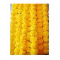 5 Fit Yellow Artificial Puffy Marigold Flower Garland