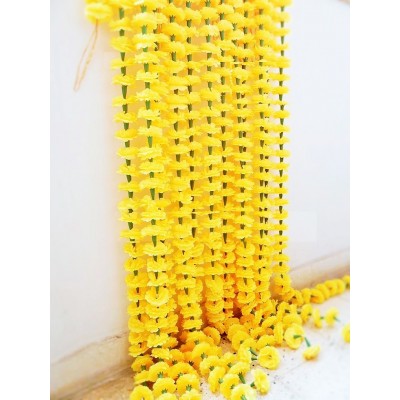 5 Fit Yellow Artificial Marigold Flower Garland for Decoration