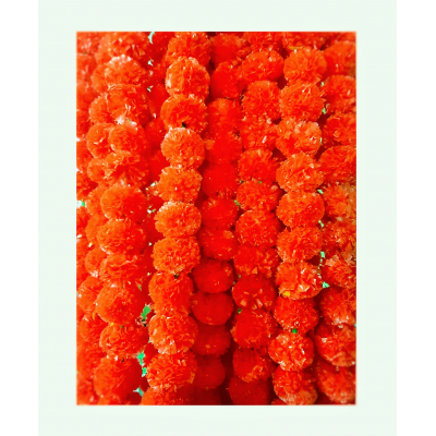 5 Fit Orange Puffy Artificial marigold flowers garland